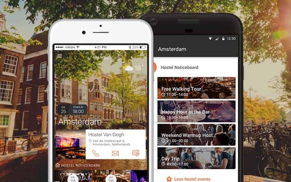 Hostelworld app preview.