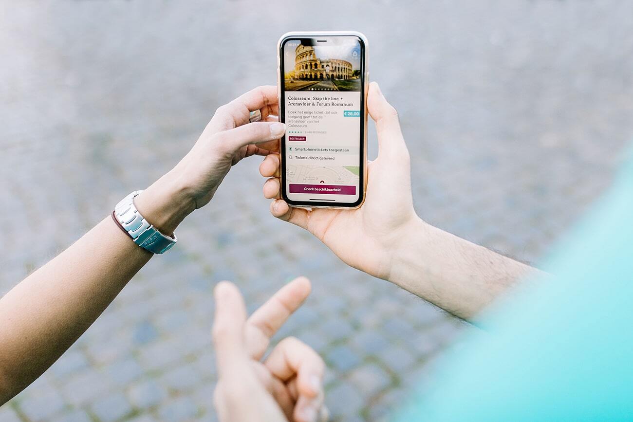 Buying e-tickets with Tiqets app.