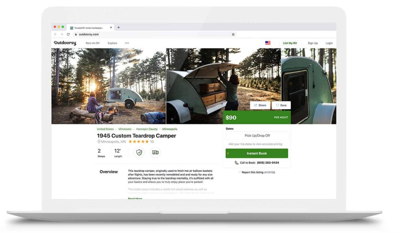 Preview of Outdoorsy RV rental.