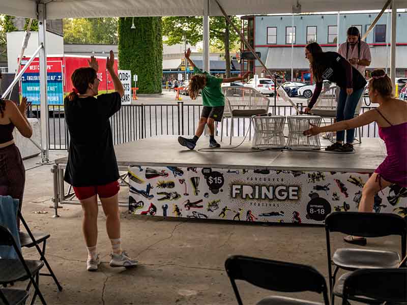 skateboarding demonstration at a fringe festival