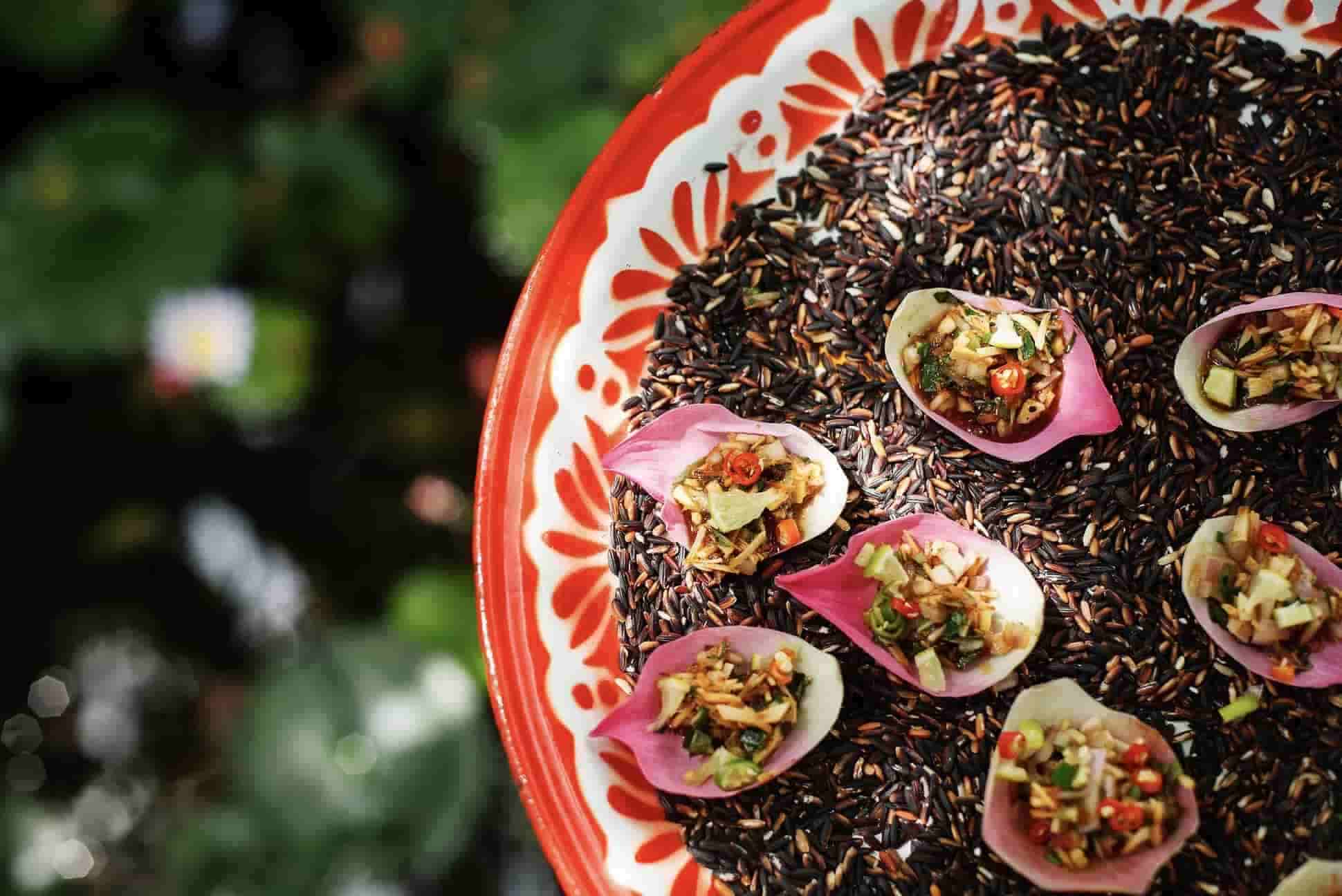 Rice dish on decorated dish
