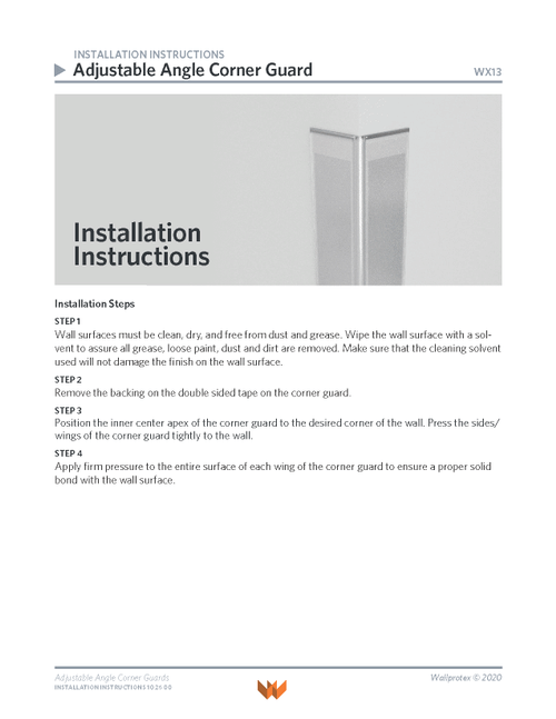 Adjustable Angle Corner Guards Wall Protection Wallprotex