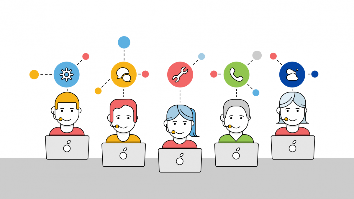 Customer service specialists talking