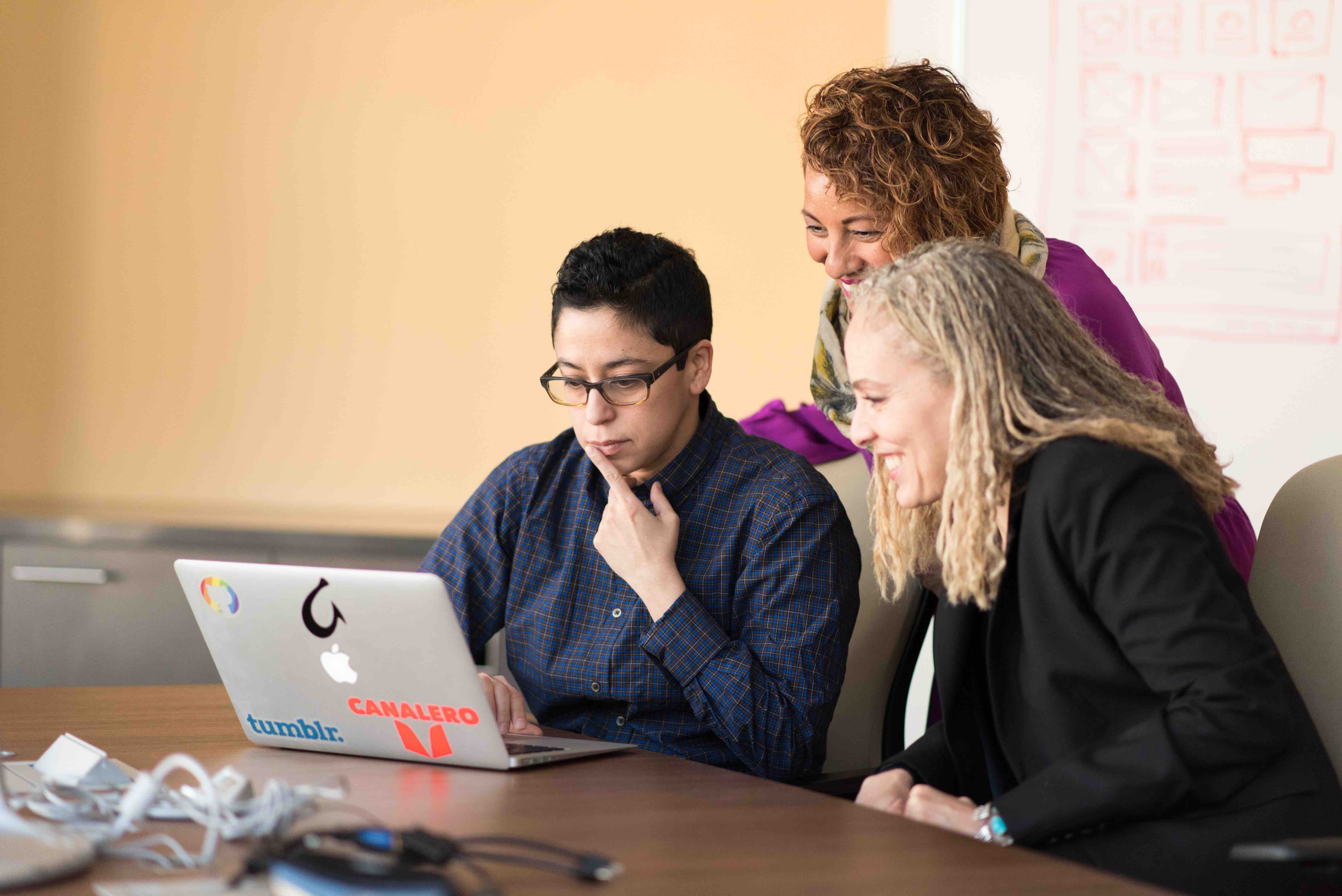 Diverse group of women working