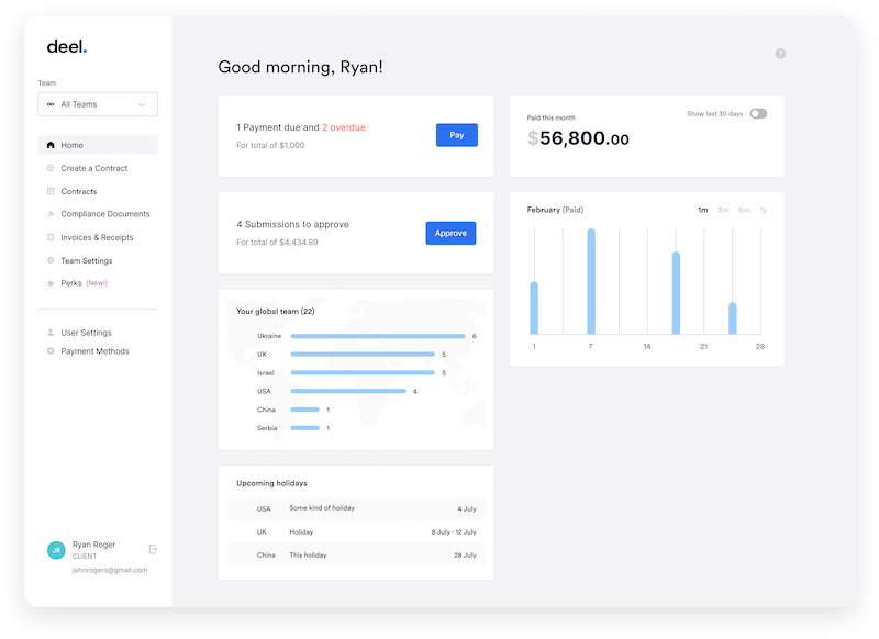 Deel user experience screenshot