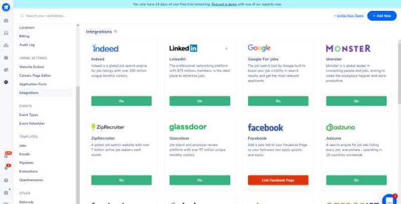 Catalogue of GoHire's integrations