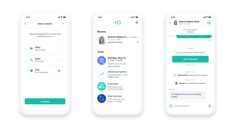 Talkspace mobile app screenshots