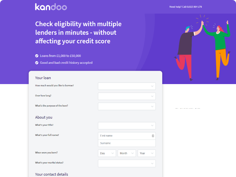 Customer application form page