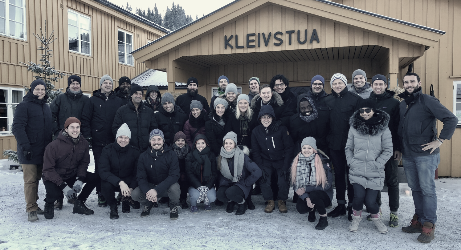 The Unacast team assembled at the December Round Table at Kleivstua, Norway