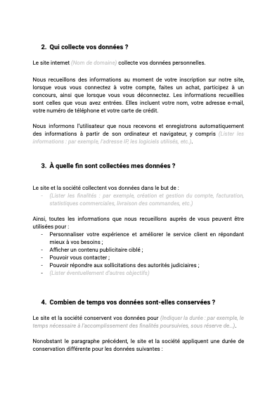 Politique de confidentialité RGPD - document et modèle à télécharger