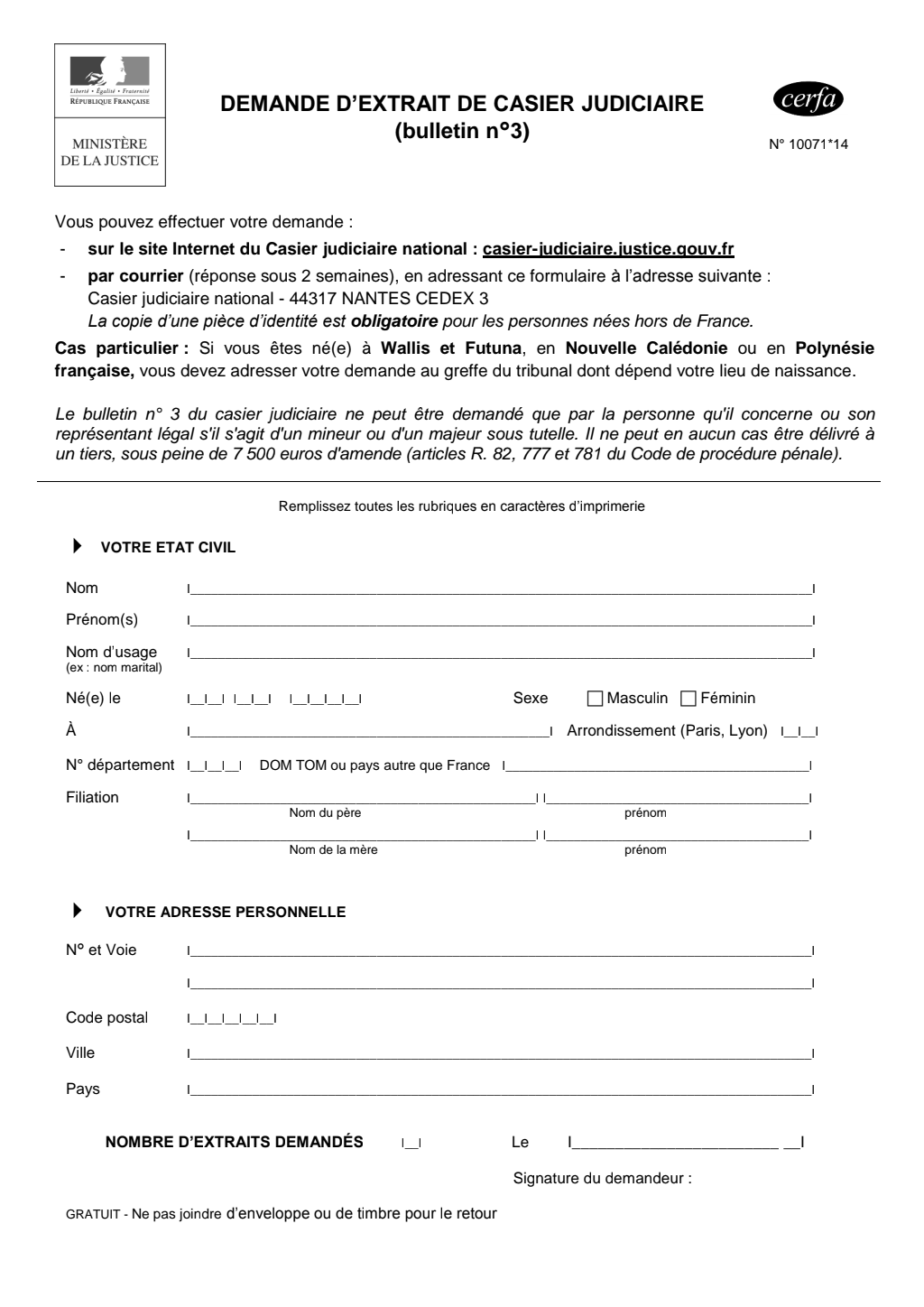 Extrait D Acte Judiciaire Formulaire YEFW