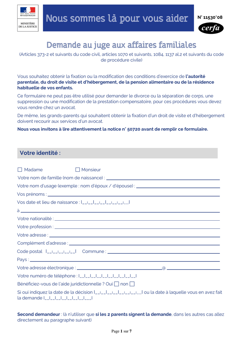 Modele Lettre Juge Aux Affaires Familiales Gratuite