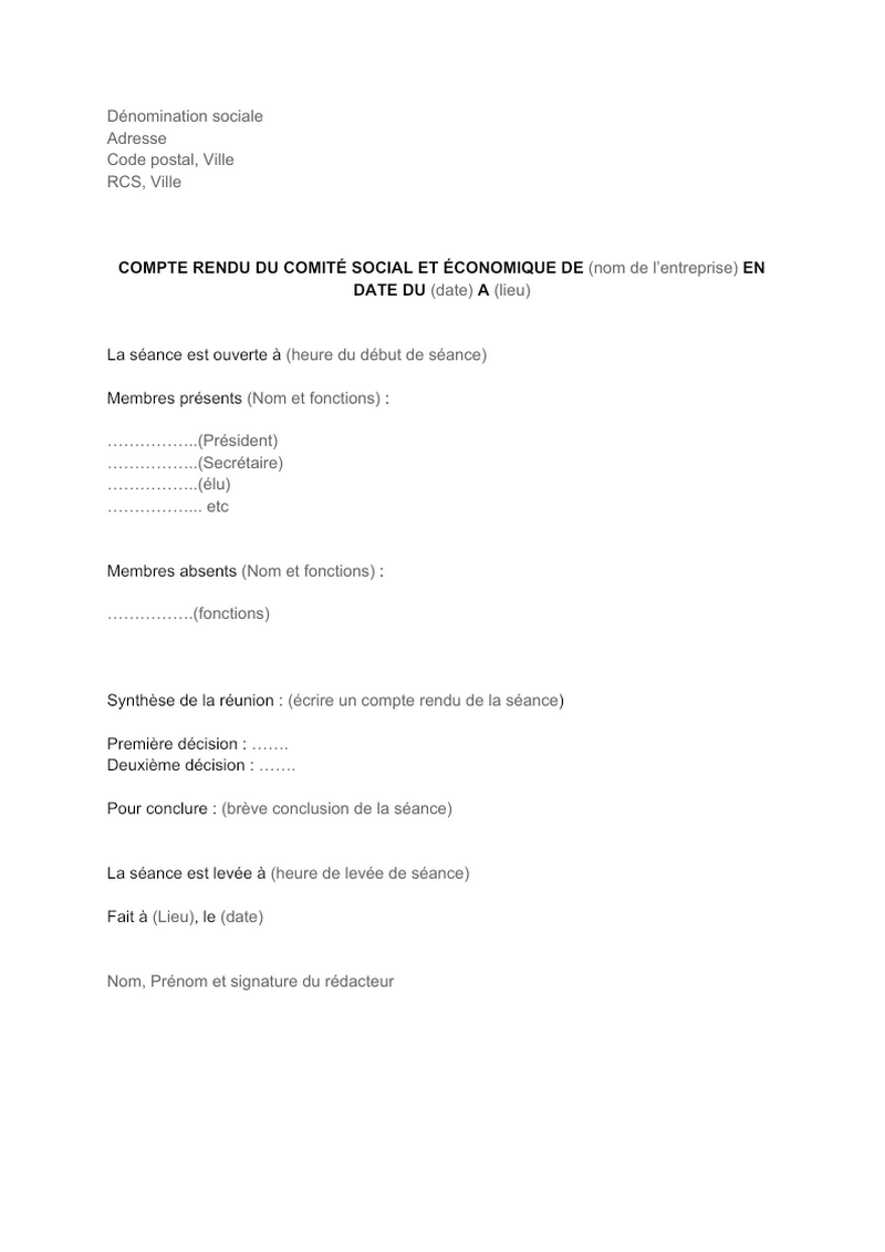 Télécharger Modèle Compte Rendu De Réunion Word