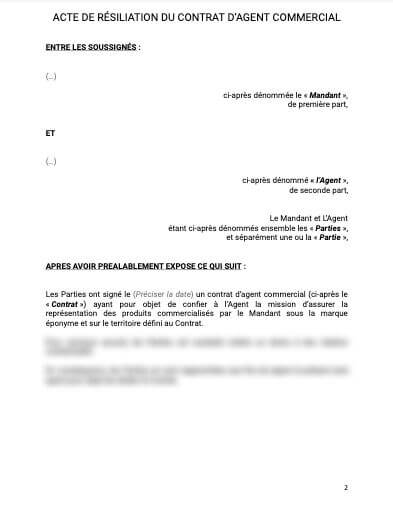 résiliation lettre type rupture contrat agent commercial indépendant