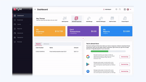 Bulk expense management for e-receipts