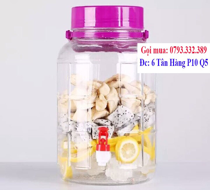 mua binh thuy tinh ngâm ruou 10l quai