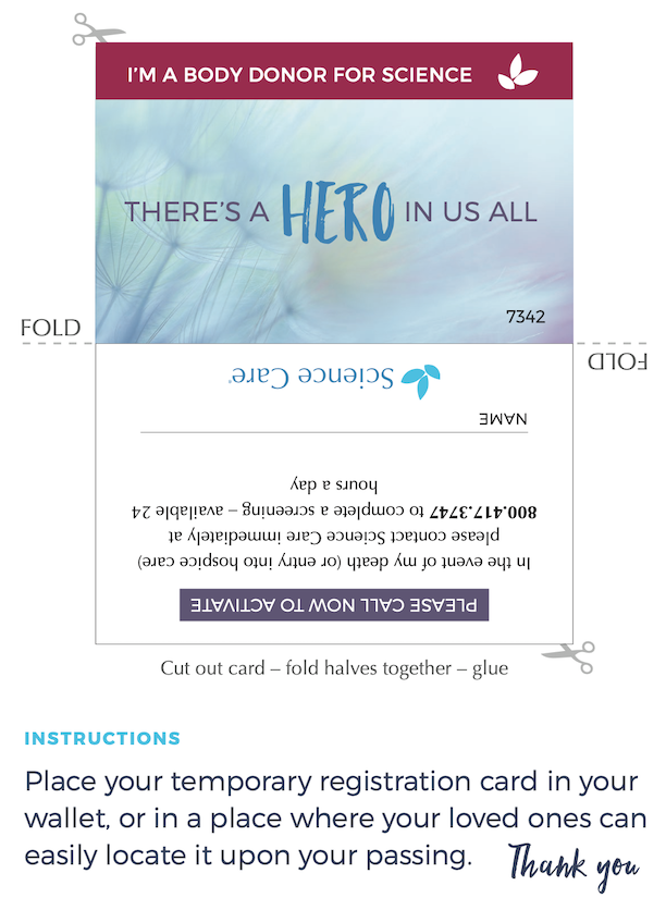 Be a hero Join the Science Care Registry today