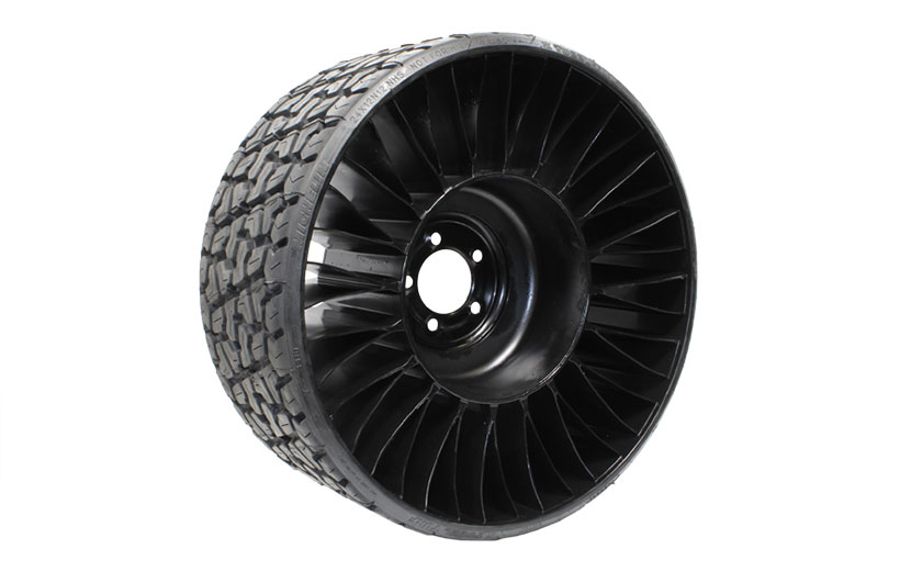 Image of black mower drive tire with internal ribs