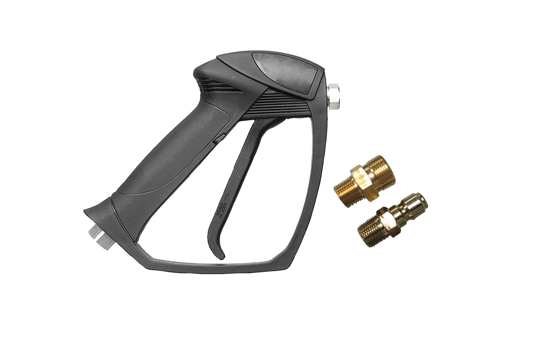 Image of spray gun handle and 2 metal fittings