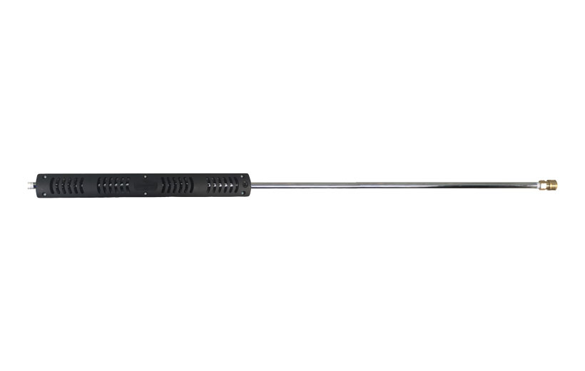 Image of metal tube with black plastic covering one third of it.