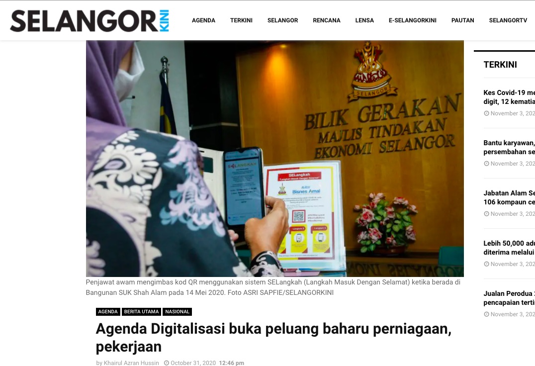 Selangor Kini Agenda Digitalisasi Buka Peluang Baharu Perniagaan Pekerjaan Media