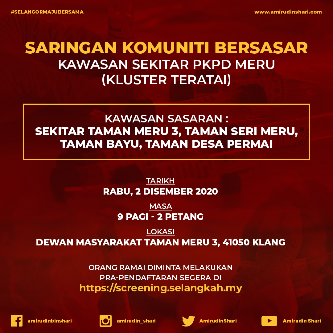 Saringan Komuniti Bersasar Untuk Kawasan Sekitar Pkpd Meru Kluster Teratai Inisiatif