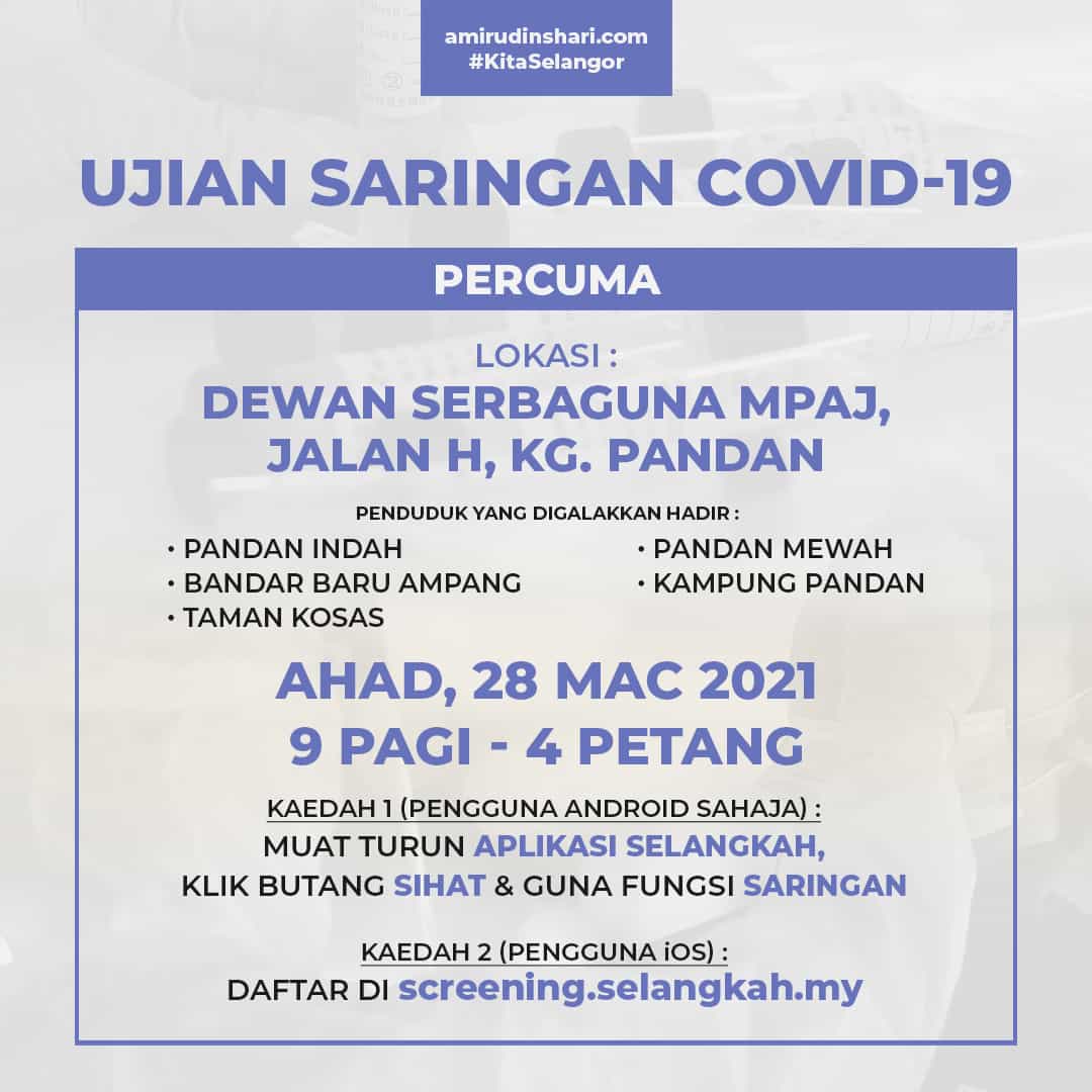 Saringan Covid 19 Percuma Di Kampung Pandan Pada 28 Mac Ahad Inisiatif