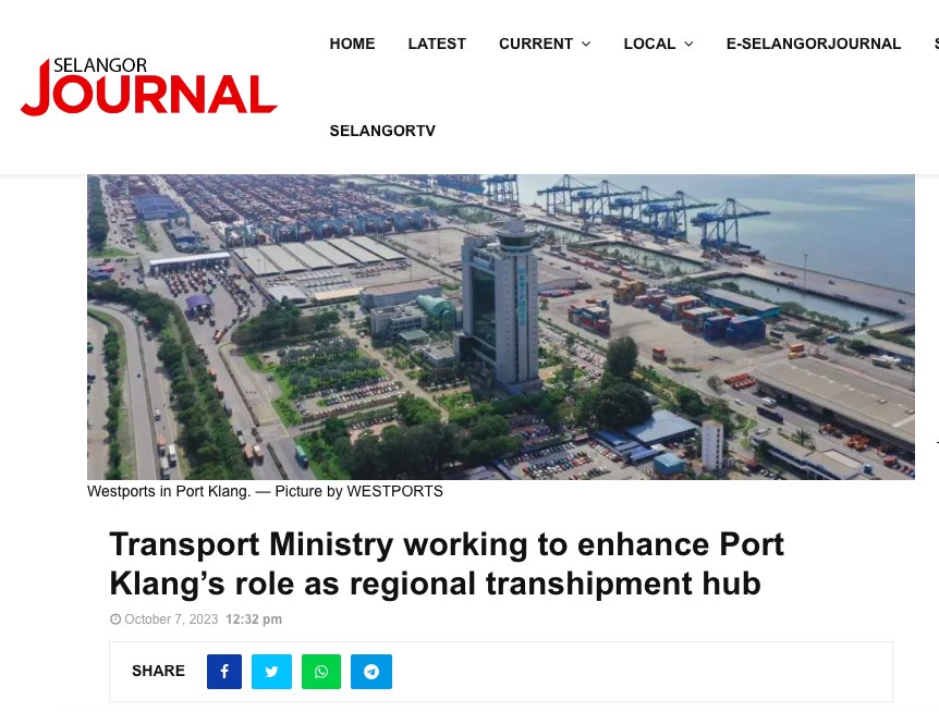 Selangor Journal Transport Ministry working to enhance Port Klang’s