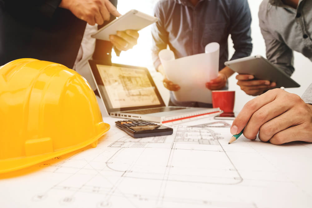 three contractors with bidding plans