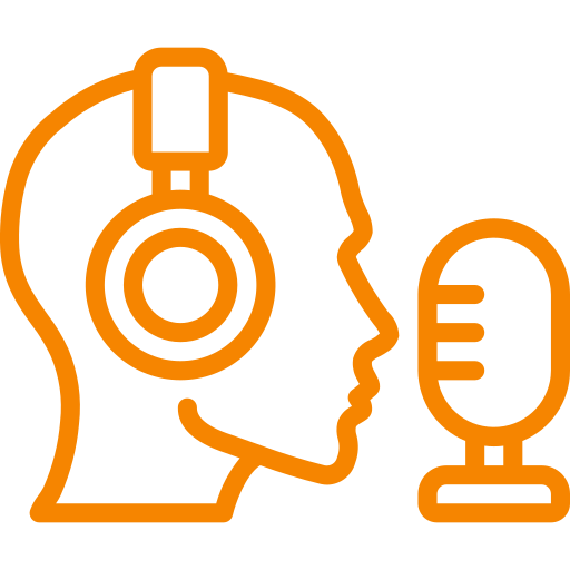 person listening to podcast icon