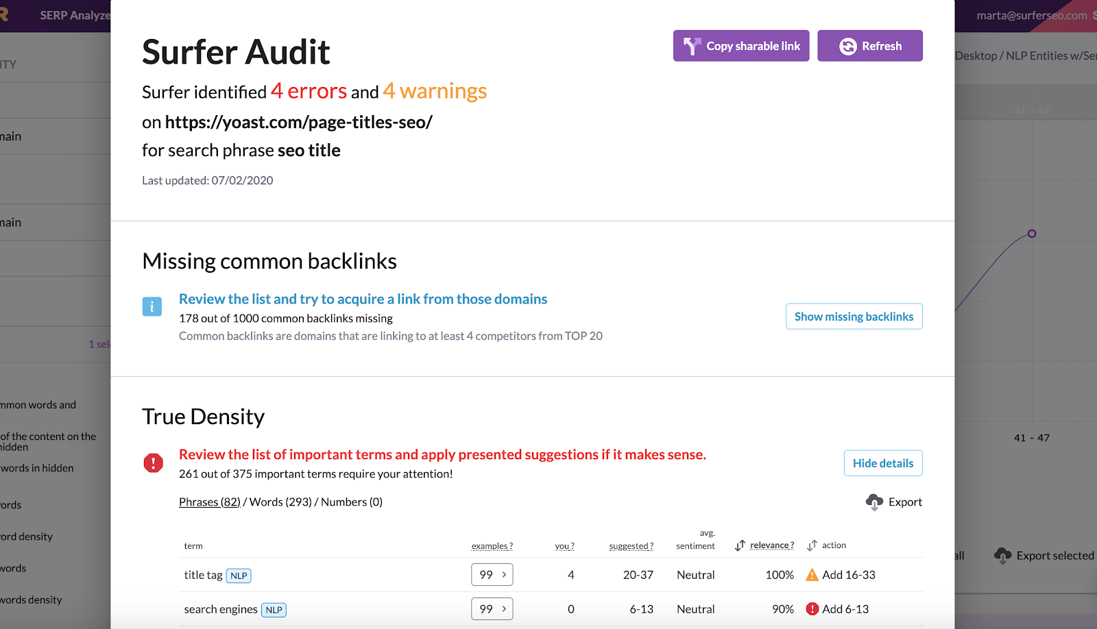 surfer seo audit