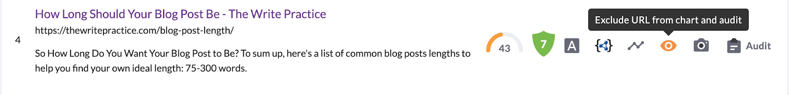 excluding a url from surfer audit