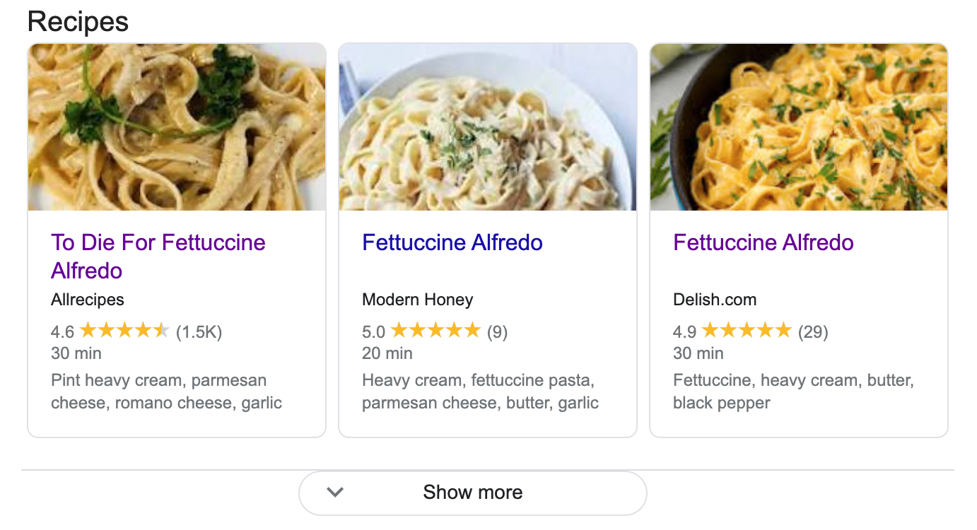 a recipe carousel 1
