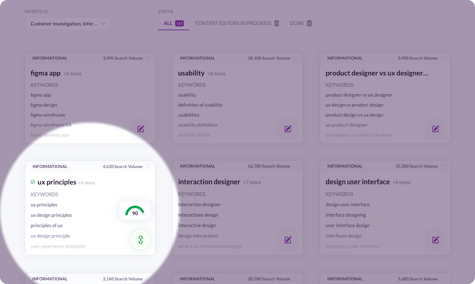 Checking content score in Surfer Content Planner