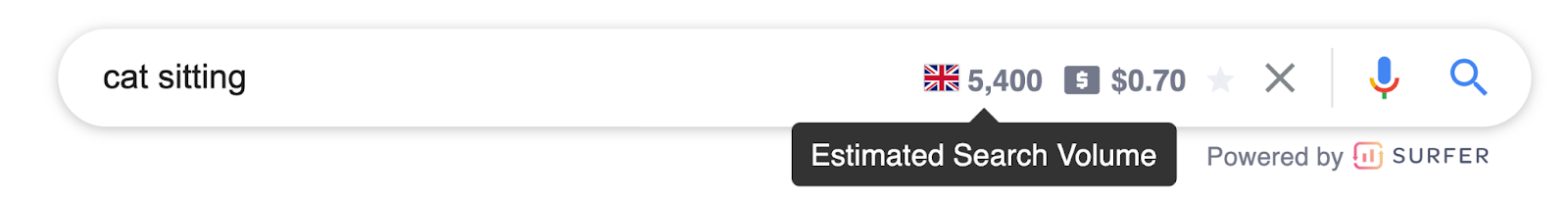 estimated serach volume in keyword surfer