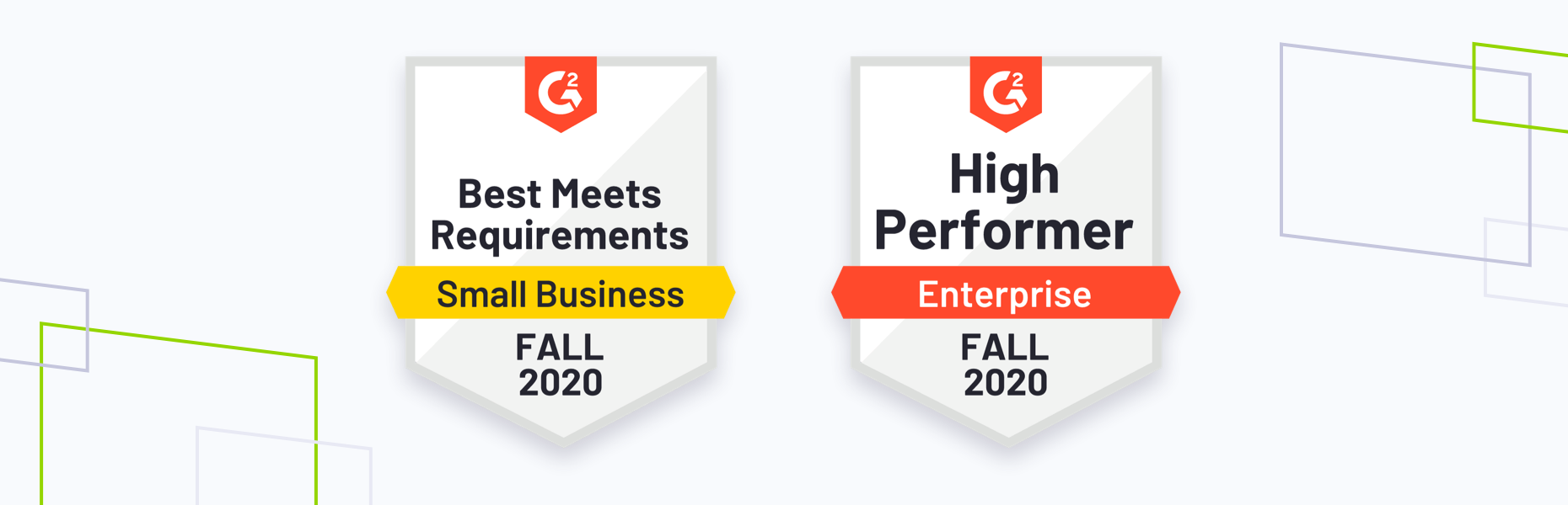G2 fall 2020 badges, most likely to recommed and high performer