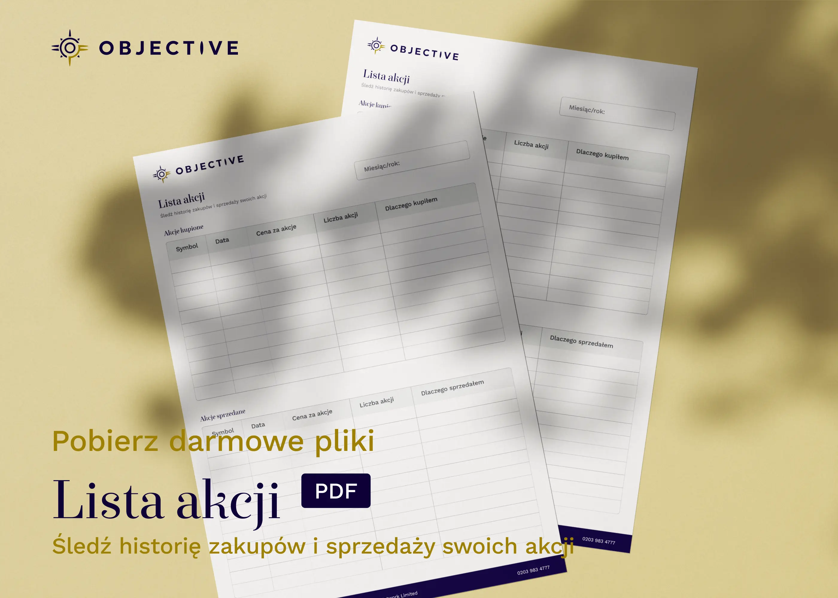 Darmowy plik do pobrania, lista akcji, abyś mógł śledzić historię zakupów i sprzedaży swoich akcji