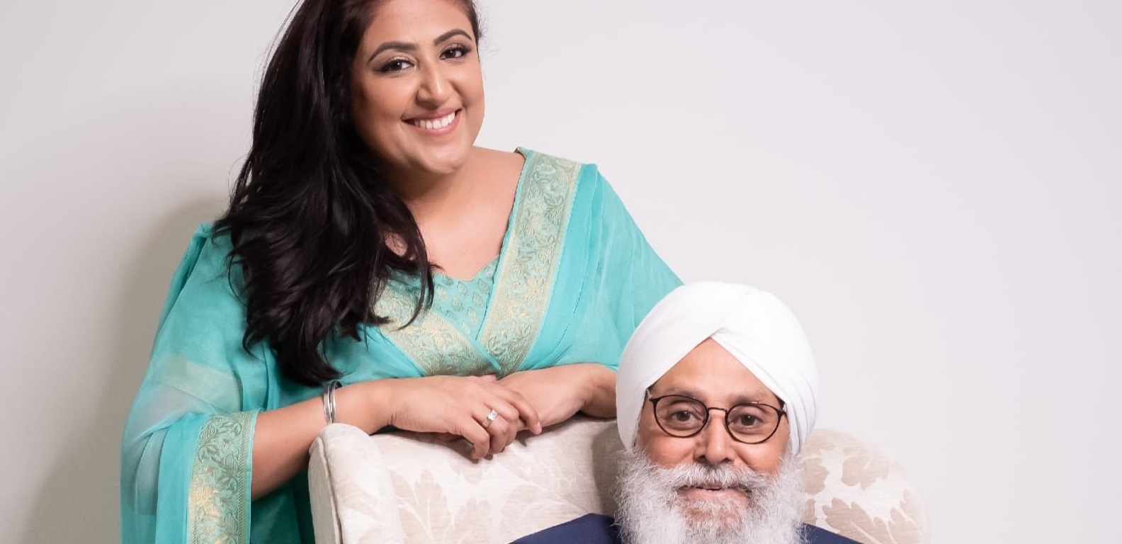 Sukh Kaur standing next to her Dad Malvinder Rao