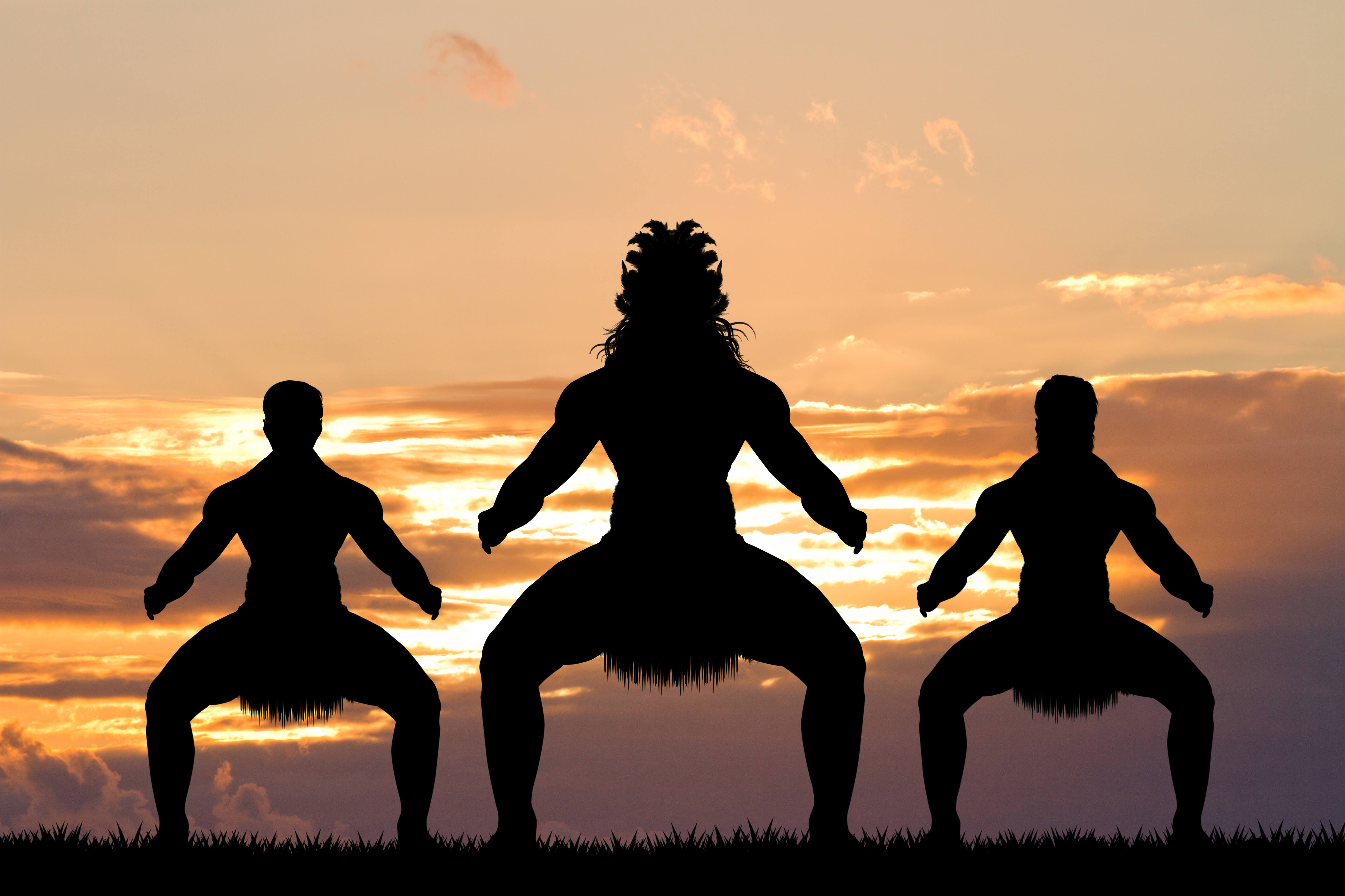 Maori Dance at Sunset in New Zealand