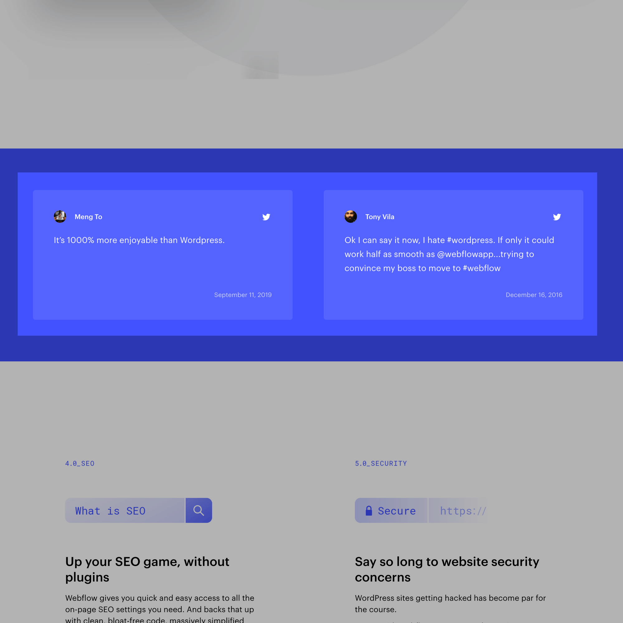 Webflow vs WordPress Comparison Page