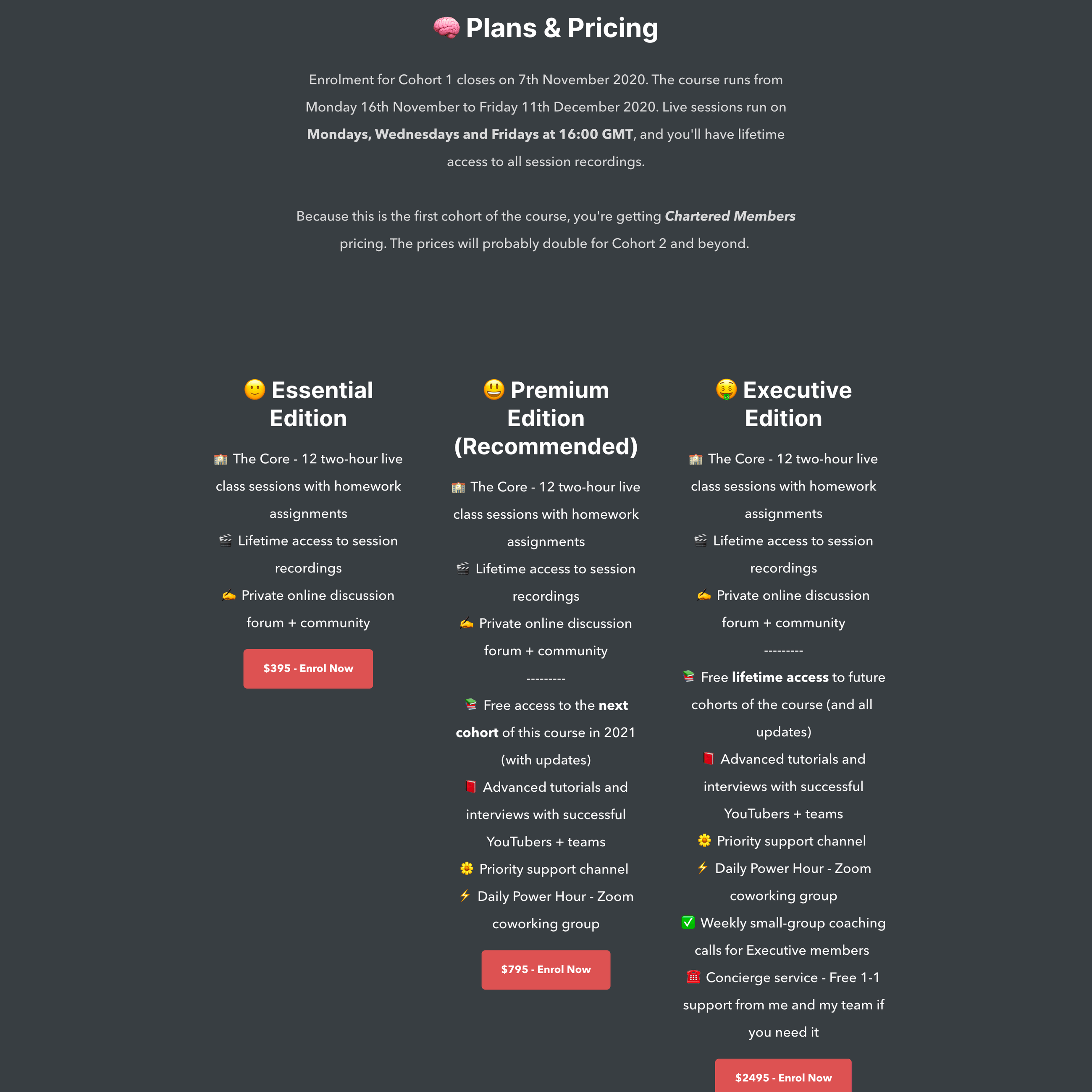 PartTime YouTuber Academy's Landing Page