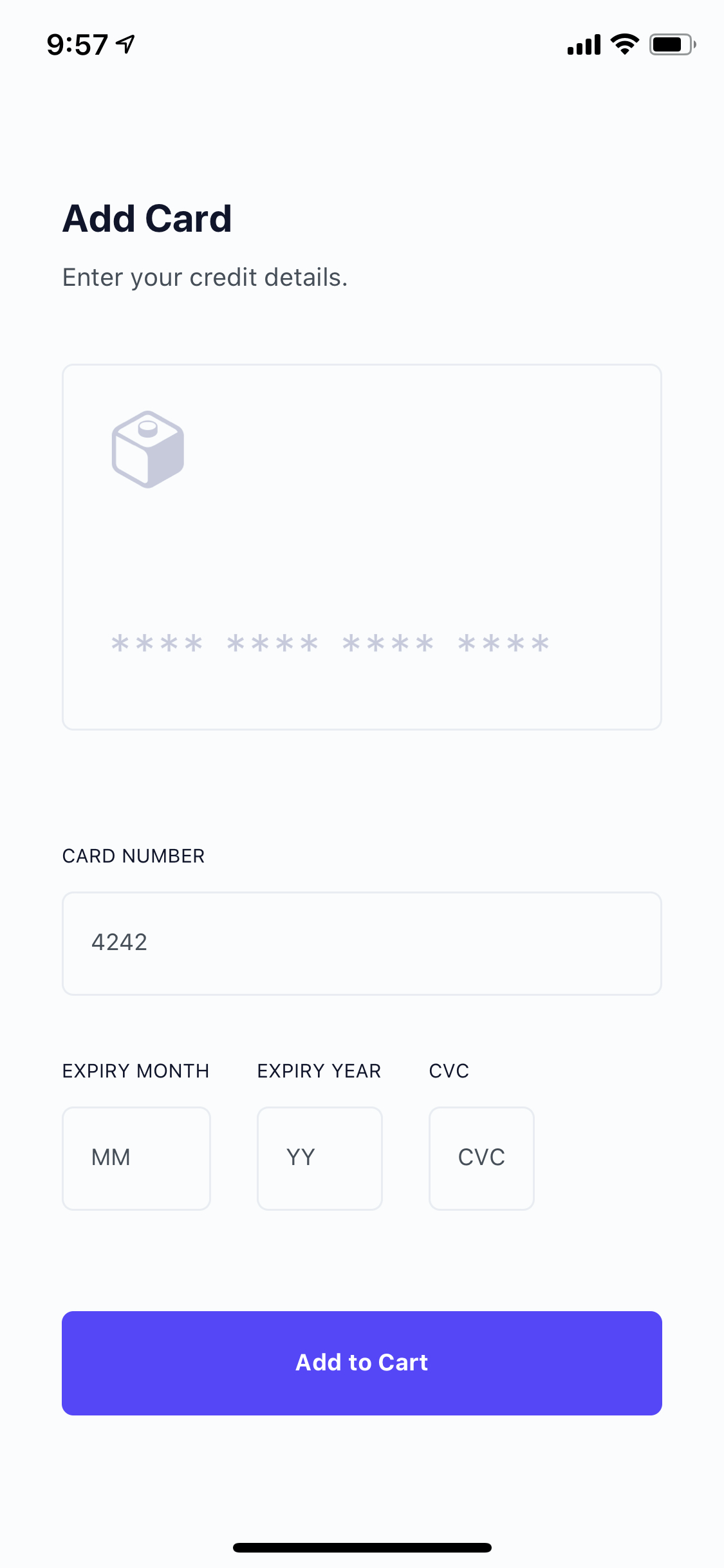 Credit Card Info | Draftbit Example Screens