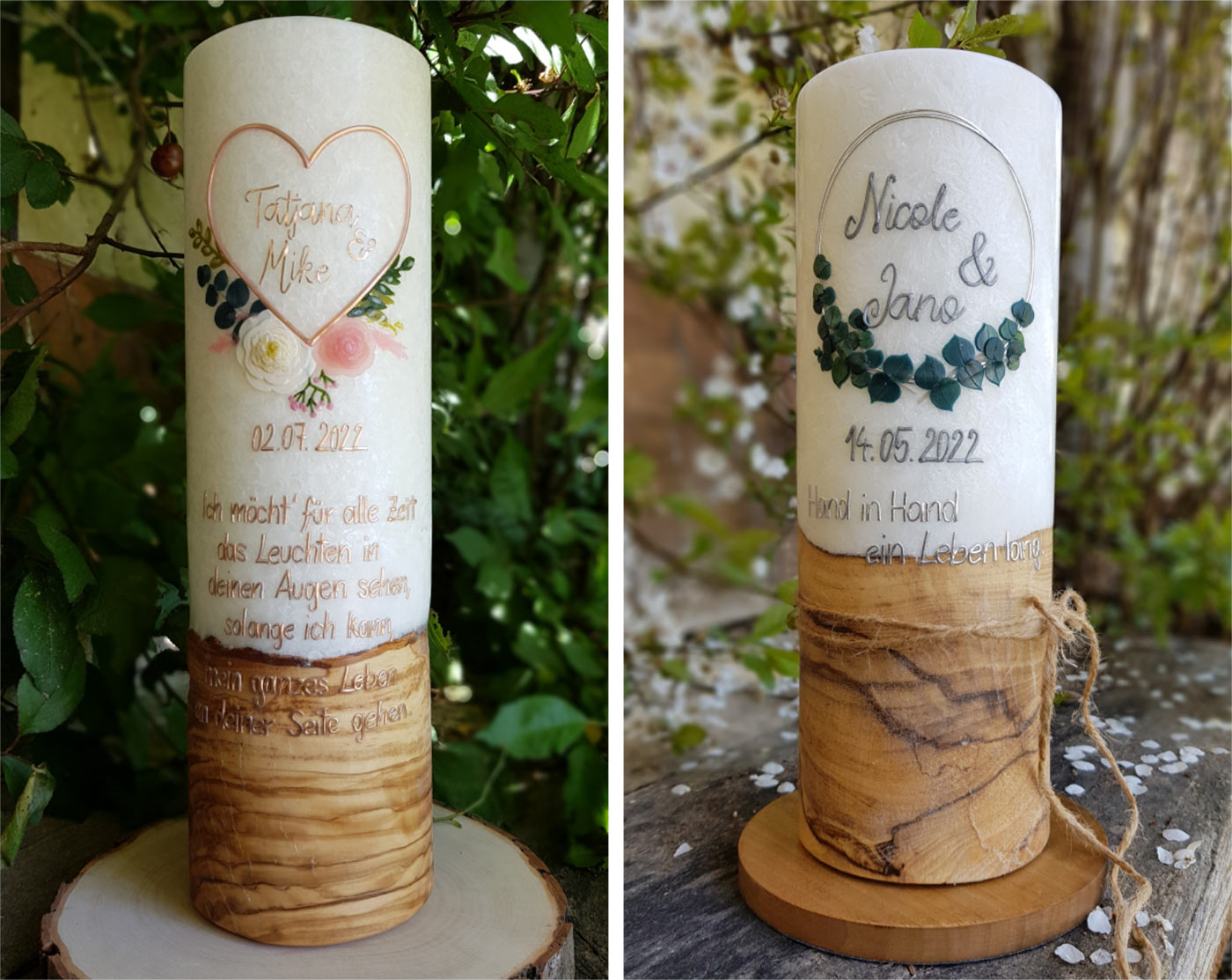 Hochzeitskerzen von „Kerzengestaltung mit Herz“