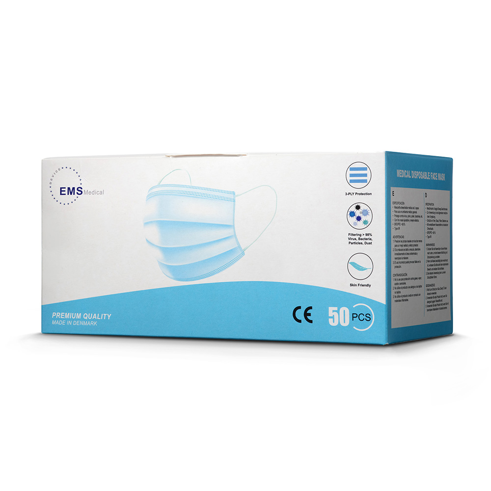 Munskydd 50 pack – 3 lager CE-märkta