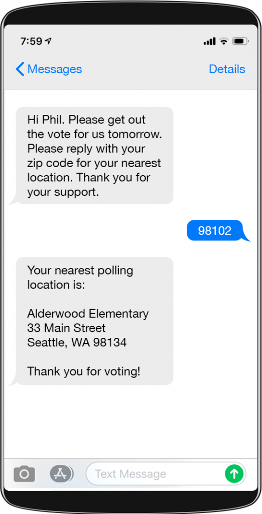 SMS Text Messaging for poling location notification example image