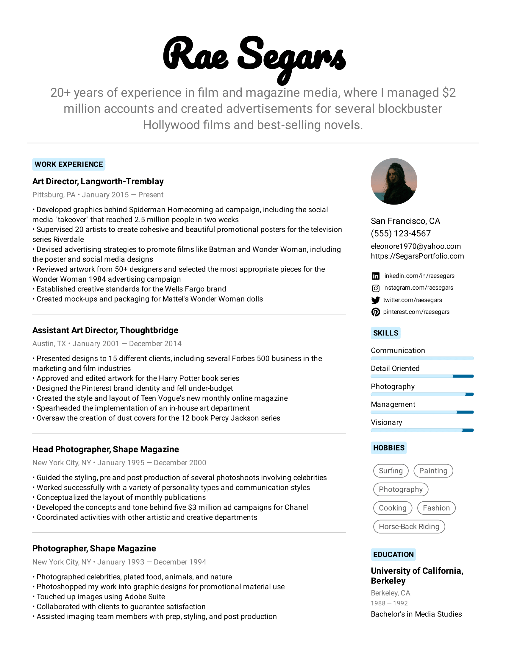 reverse chronological order for resume