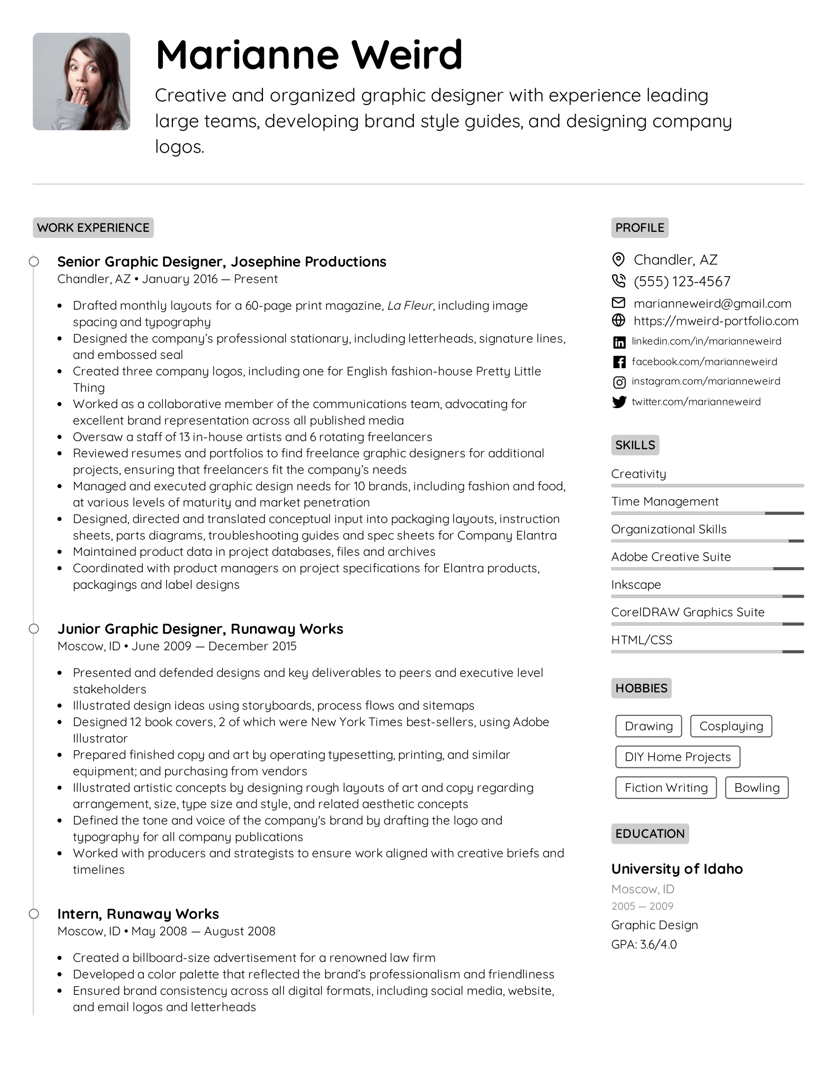 Graphic Designer Resume Example Writing Tips For 2021