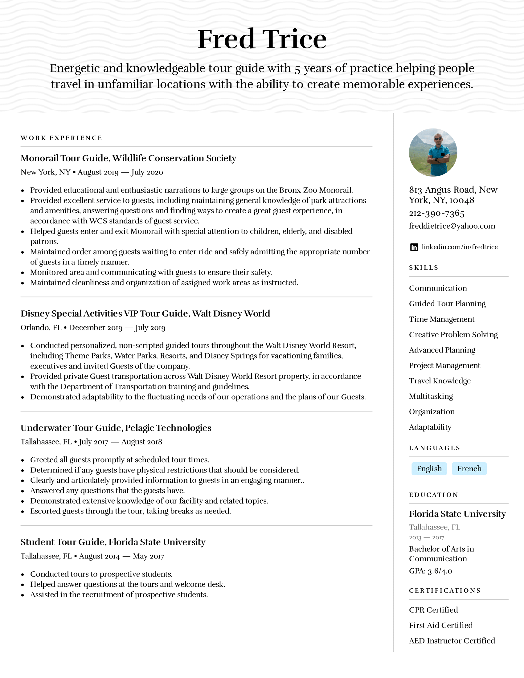 Tour Guide Resume Example Writing Tips For 2022