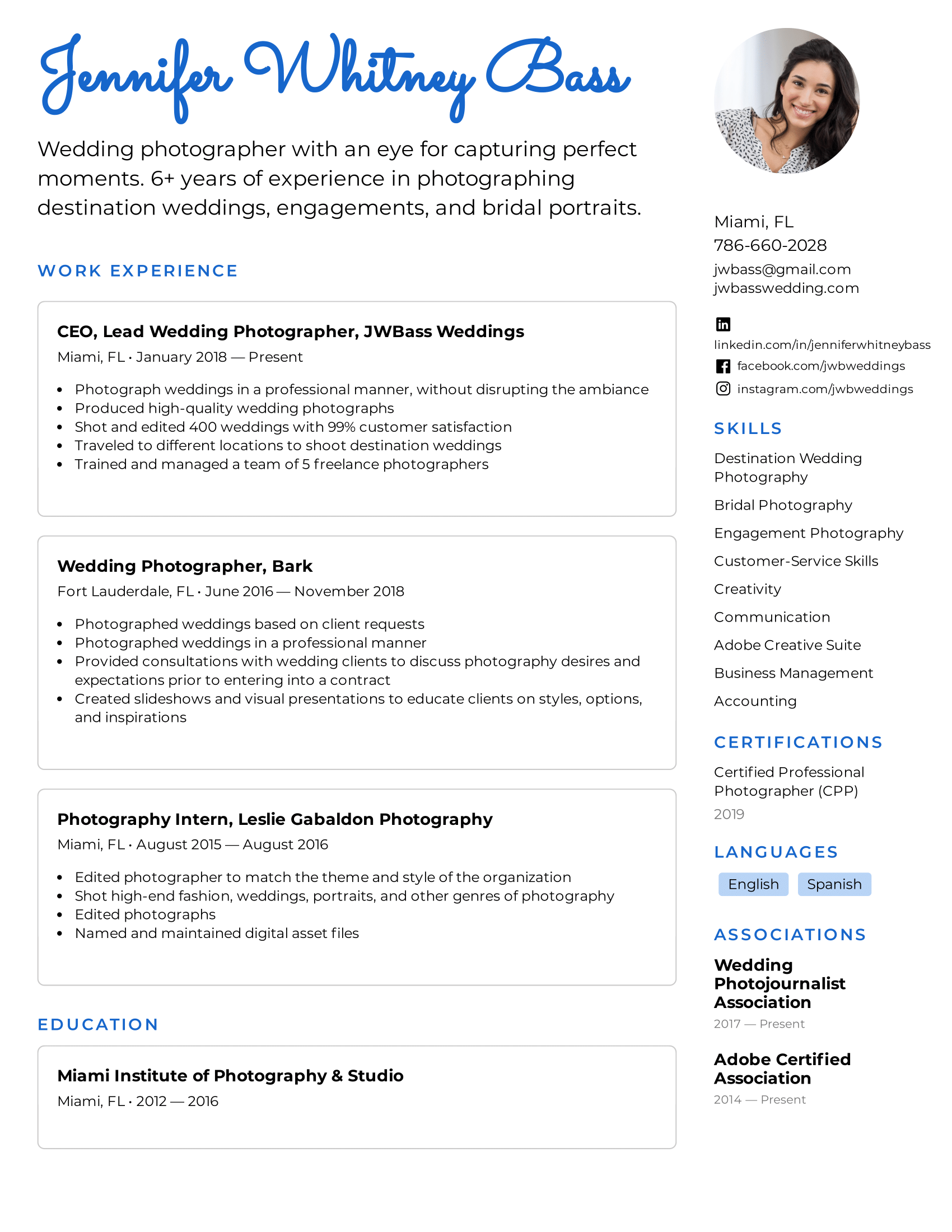 Wedding Photographer Resume Example Writing Tips For 21