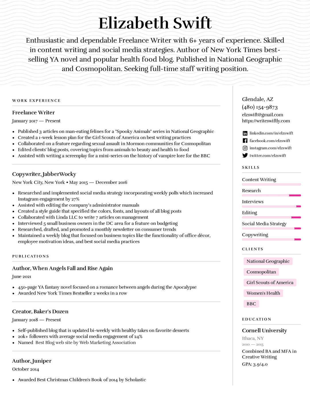 Freelance Writer Resume Example - 60dbf38a407167e287df2f6e Freelance%20Writer%20Resume%20Example P 1080 